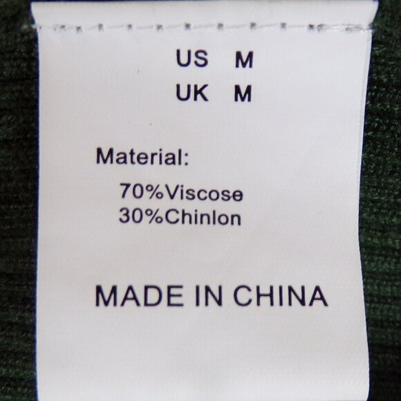 ROCOROSE size M forest-green knit bodycon long-sleeve turtleneck midi dress - Picture 12 of 13